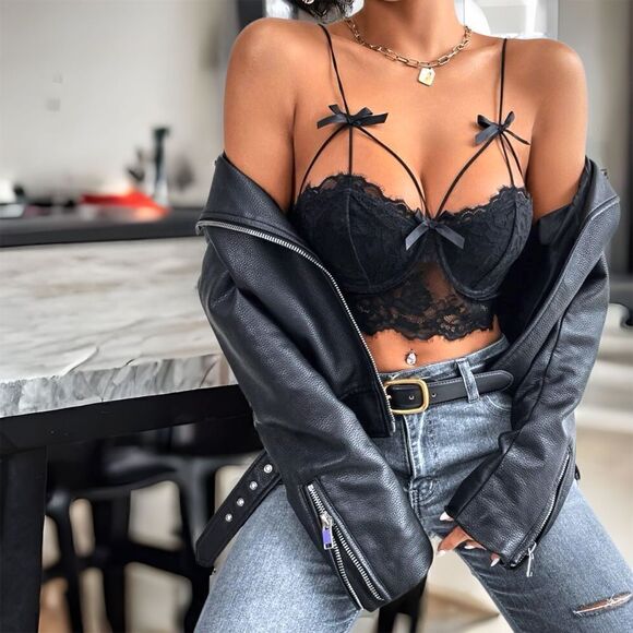 Buy One, Get One l Lacey Bralette l Underwire Black, Red, Hot Pink l M/L l NWOT - Picture 3 of 8